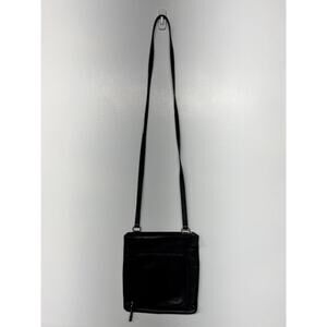 Vintage Fossil Black Leather Crossbody Purse Bag Y2K